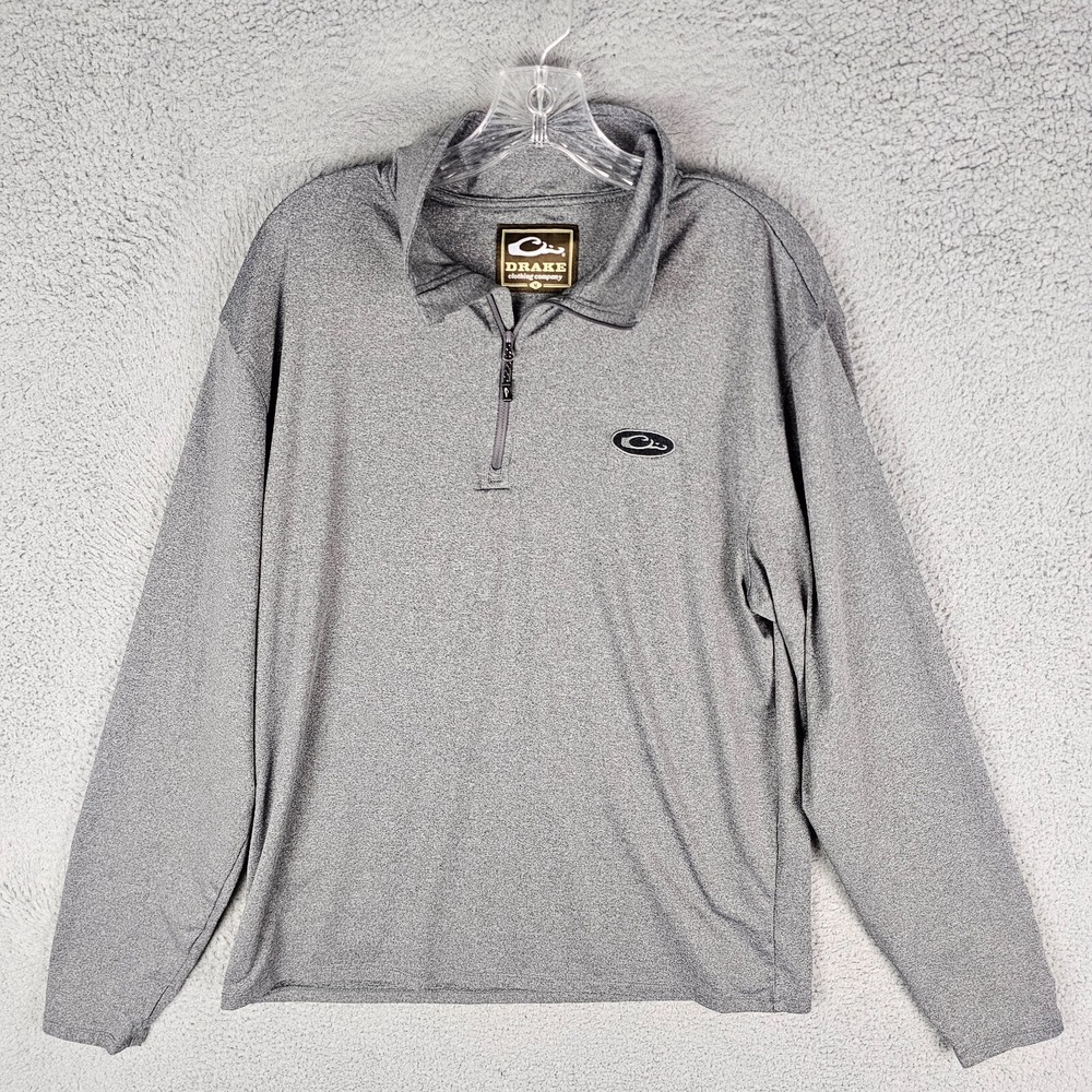 Drake Waterfowl MicroLite Performance Half-Zip Mens M Gray Heathered Long-Sleeve
